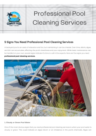 Transform Your Pool with Professional Pool Cleaning Services