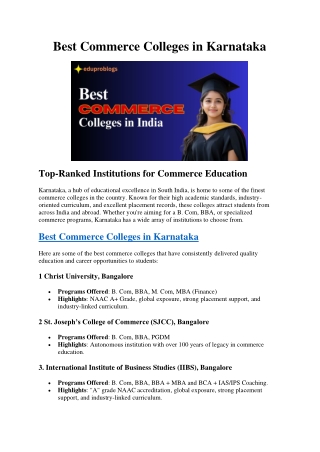 Best Commerce Colleges in Karnataka