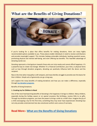 What are the Benefits of Giving Donations?