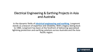 Electrical Engineering & Earthing Projects in Asia and Australia
