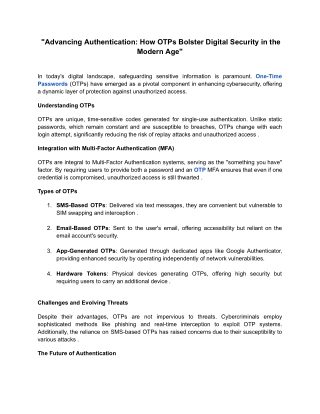 _Advancing Authentication_ How OTPs Bolster Digital Security in the Modern Age_