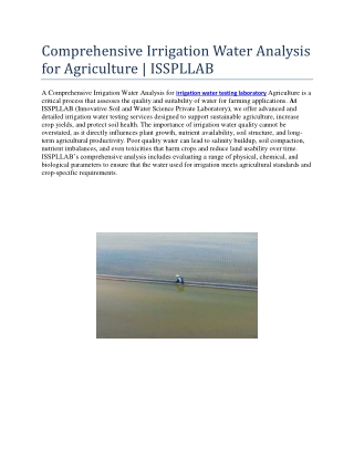 comprehensive irrigation water analysis