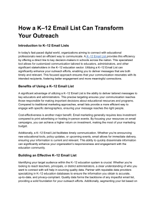 How a K–12 Email List Can Transform Your Outreach