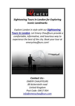 Sightseeing Tours in London for Exploring Iconic Landmarks