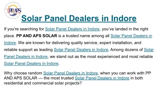 Solar Panel Dealers in Indore