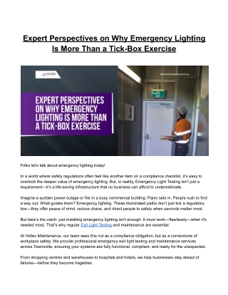 Expert Perspectives on Why Emergency Lighting Is More Than a Tick-Box Exercise