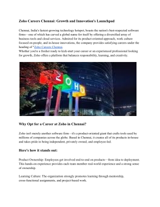 Zoho Careers Chennai - career.contact