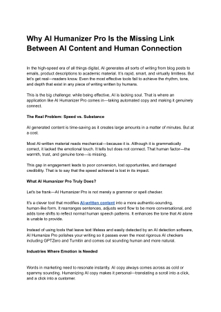 Why AI Humanizer Pro Is the Missing Link Between AI Content and Human Connection