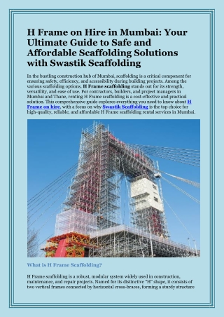 H Frame on Hire in Mumbai