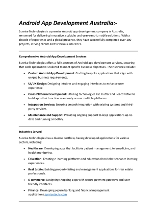 Android App Development Australia