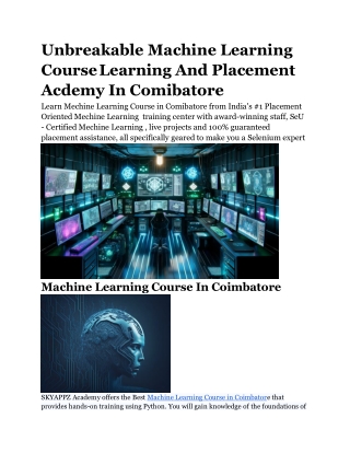 Unbreakable Machine Learning Course Learning And Placement Acdemy In Comibatore SkyAppz