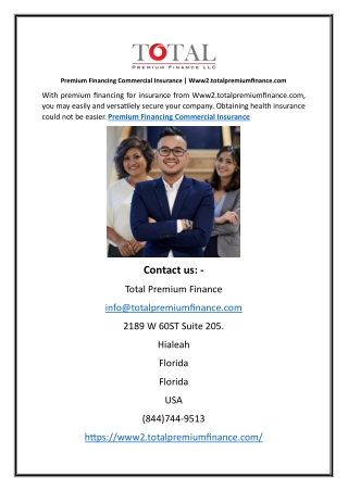 Premium Financing Commercial Insurance | Www2.totalpremiumfinance.com