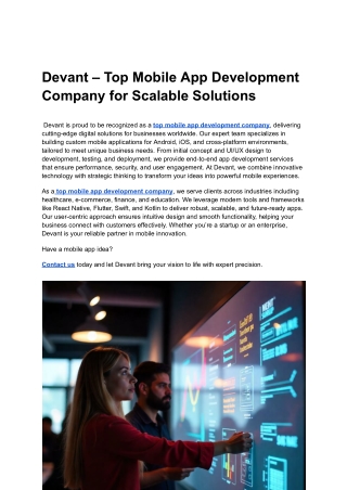 _Devant – Top Mobile App Development Company for Scalable Solutions