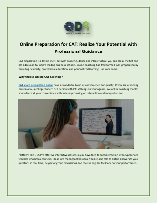 Online Preparation for CAT: Realize Your Potential with Professional Guidance