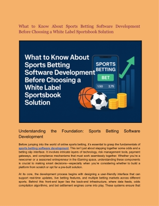 What to Know About Sports Betting Software Development Before Choosing a White Label Sportsbook Solution