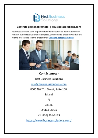 Contrate personal remoto  | Fbusinesssolutions.com