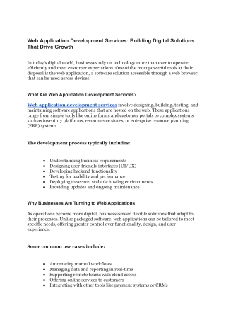 web application development services building