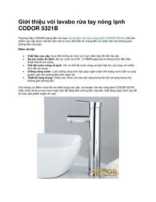 Vòi Lavabo Rửa Tay Nóng Lạnh CODOR 5321B