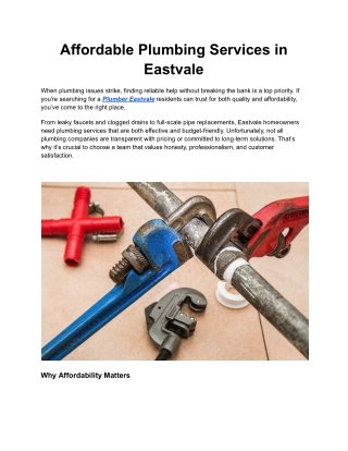 Plumbing Services in Eastvale | Local Experts You Can Trust
