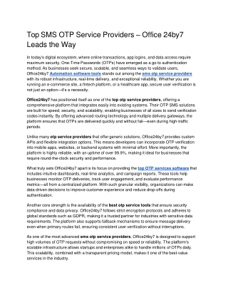 Top SMS OTP Service Providers  Office 24by7 Leads the Way docx Google Docs