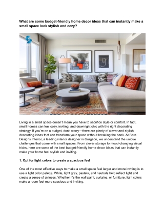 What are some budget-friendly home decor ideas that can instantly make a small space look stylish and cozy