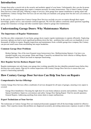 How Century Garage Door Services Can Help You Save on Repairs