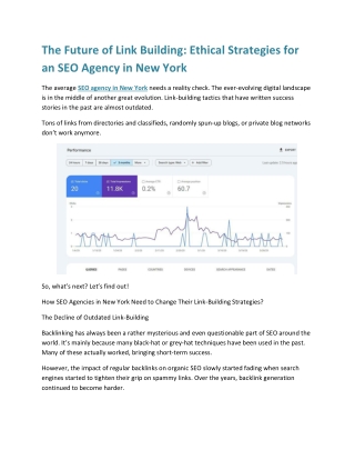 The Future of Link Building Ethical Strategies for an SEO Agency in New York
