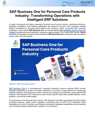 SAP Business One for Personal Care Products Industry