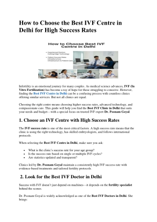 How to Choose the Best IVF Centre in Delhi for High Success Rates