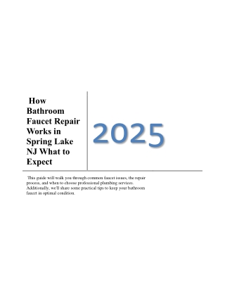 How Bathroom Faucet Repair Works in Spring Lake NJ What to Expect