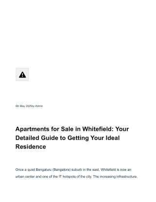 Apartments for Sale in Whitefield