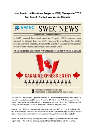 How Provincial Nominee Program (PNP) Changes in 2025 Can Benefit Skilled Workers in Canada