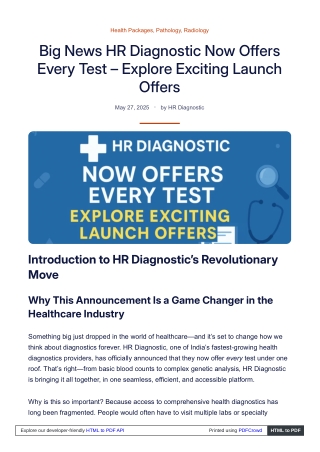 Big News HR Diagnostic Now Offers Every Test – Explore Exciting Launch Offers