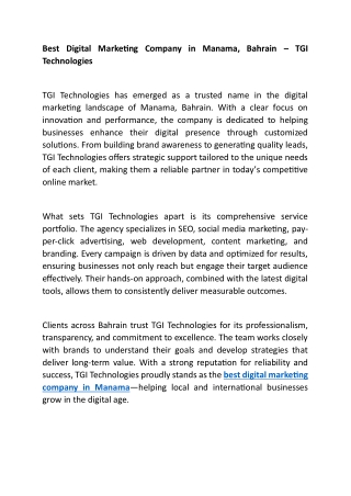 Best Digital Marketing Company in Manama