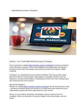 Digital Marketing Company in Bangalore