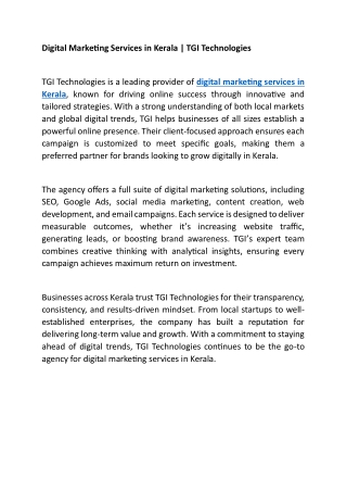 Digital Marketing Services in Kerala