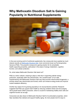 Rising Trend in Supplements: Benefits of Methoxatin Disodium Salt