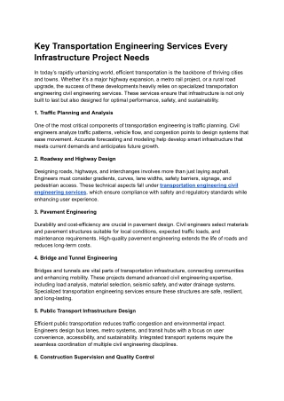 key transportation engineering services every