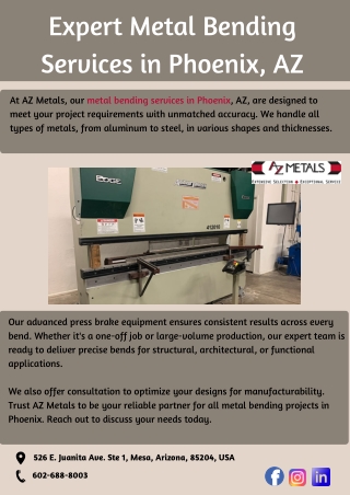 Expert Metal Bending Services in Phoenix, AZ