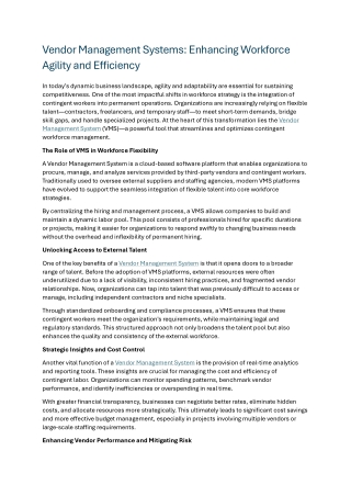 vendor management systems enhancing workforce