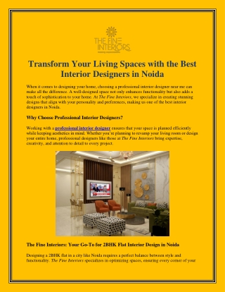 Transform Your Living Spaces with the Best Interior Designers in Noida