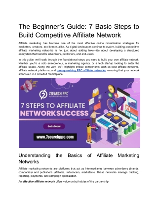 The Beginner’s Guide: 7 Basic Steps to Build Competitive Affiliate Network