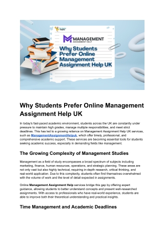 Why Students Prefer Online Management Assignment Help UK