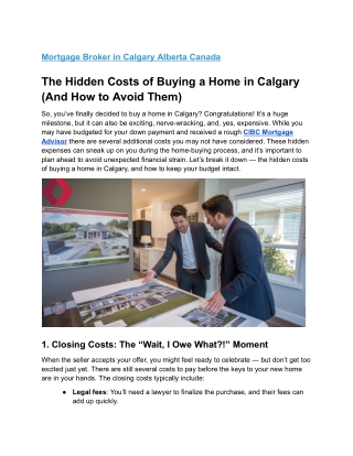 Hidden Costs of Buying a Home in Calgary | Expert Tips to Avoid Surprises