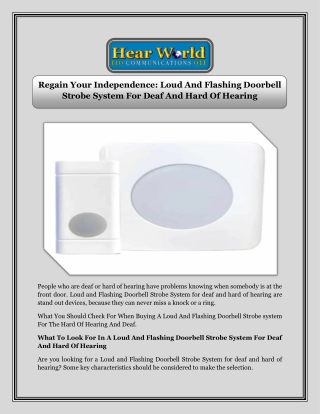 Regain Your Independence Loud And Flashing Doorbell Strobe System For Deaf And Hard Of Hearing