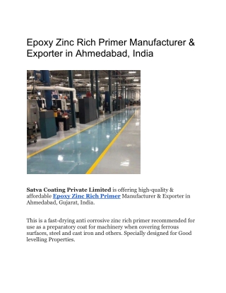 Epoxy Zinc Rich Primer Manufacturer & Exporter in Ahmedabad, India