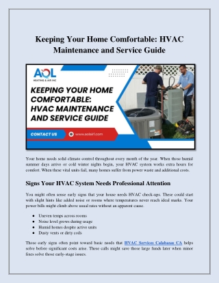 Keeping Your Home Comfortable: HVAC Maintenance and Service Guide