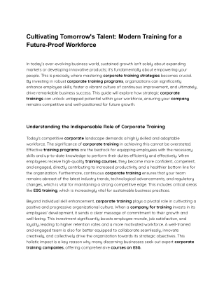 Cultivating Tomorrow's Talent_ Modern Training for a Future-Proof Workforce