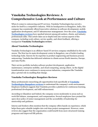 Vmoksha Technologies Reviews_ A Comprehensive Look at Performance and Culture