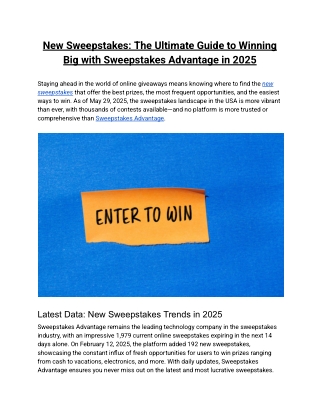 New Sweepstakes_ The Ultimate Guide to Winning Big with Sweepstakes Advantage in 2025